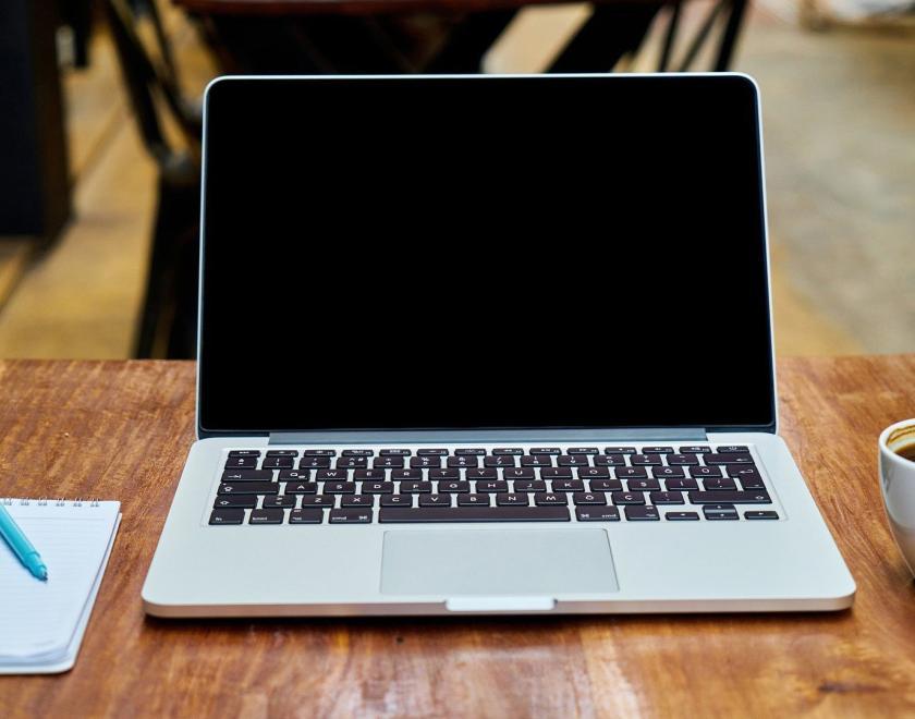 laptop, coffee and notebook