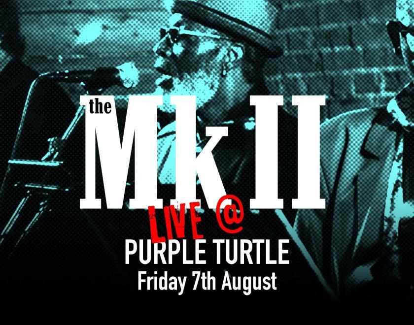 Even poster with musicians on stage and the Mark II logo