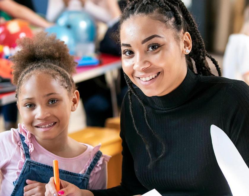Mother and daughter doing craft activities