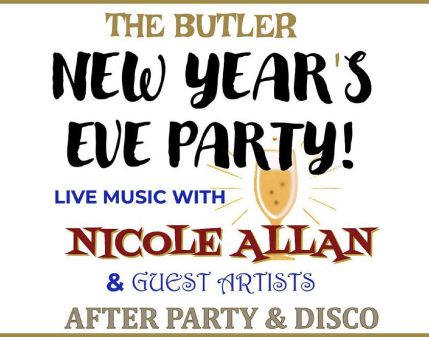 Poster for New Year's Eve party with info about the event