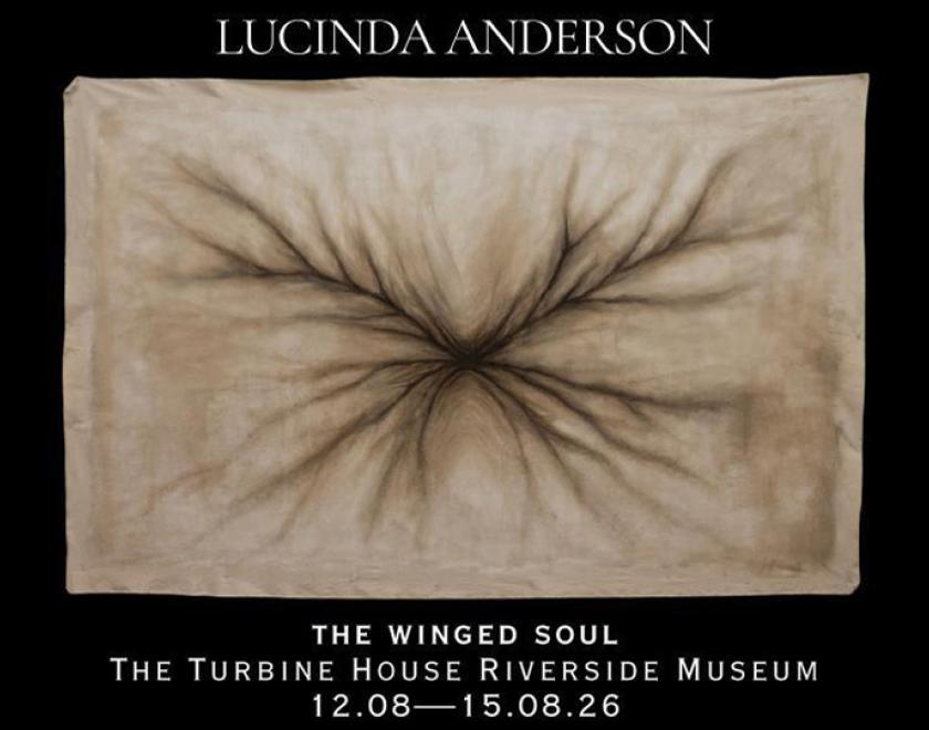 Poster with an image of a painting of a crevice