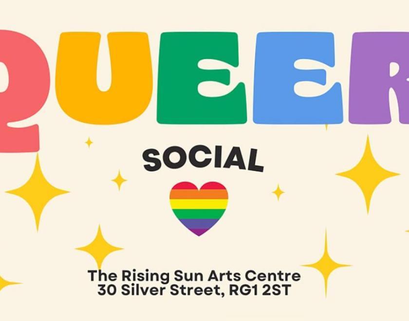 queer social logo in rainbow colours