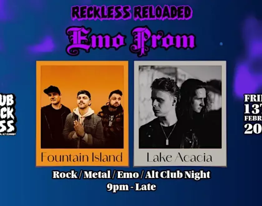 Poster for Reckless Reloaded : Emo Prom with images of the bands performing