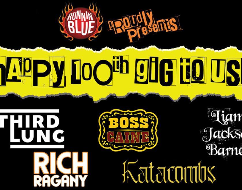 Poster with logos for Runnin' Blue and the bands performing