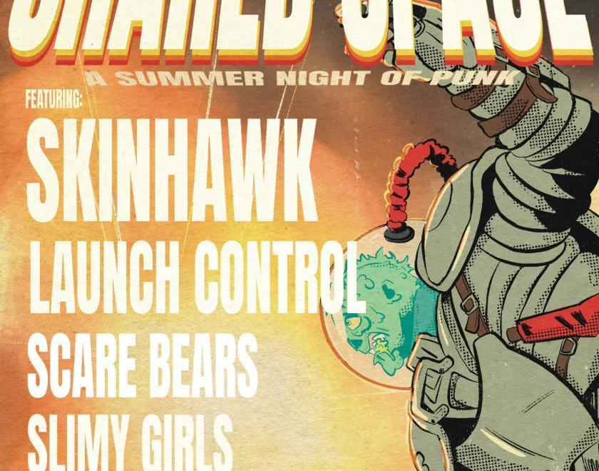 Event poster featuring artwork of a reptilian alien in a spacesuit