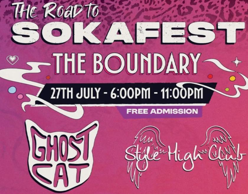 Poster with logos for the bands Ghost Cat and Style High Club and details about the event