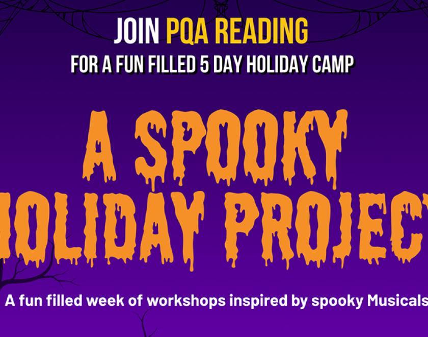 A SPOOKY Holiday Project in an orange Halloween-y font against a purple background