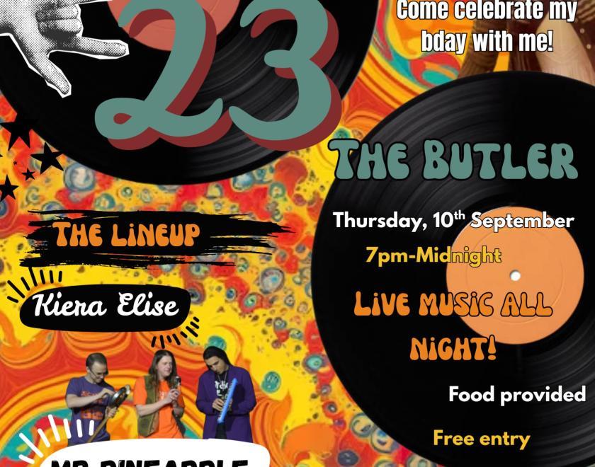 Track 23 poster with images of records and the acts performing