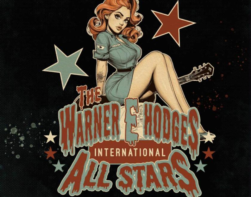 The Warner E Hodges International All-Stars logo with a cartoon pin-up girl