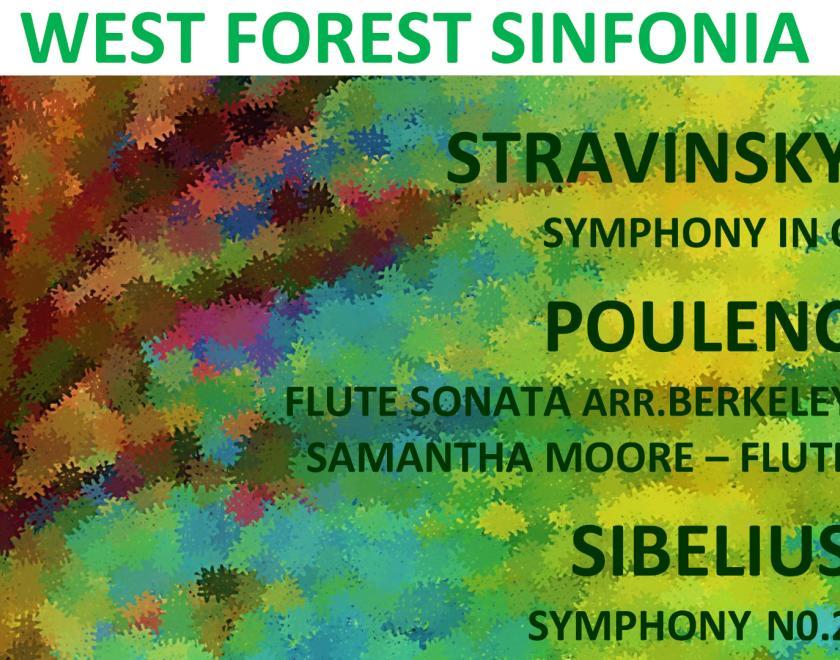 Poster for WFS Midsummer Concert 2025 listing the composers and their works against a painted tree background