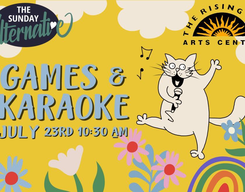 A cat singing and dancing amongst the flowers